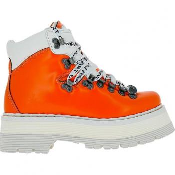 Botines unisex de piel con cierre de cordones en color Orange-white