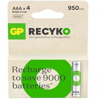 Baterías Recargables GP ReCyko 950mAh AAA (HR03) - Pack de 4 unidades