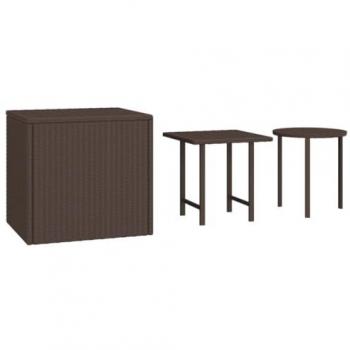 vidaXL Garden Side Tables 3 pcs Brown Poly Rattan