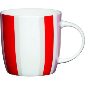 Kitchen Craft - Taza (porcelana, 425 ml), diseño de rayas, color rojo