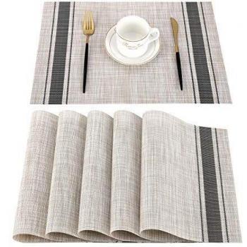 OUME Manteles 6 Piezas Individuales de Mesa Lavable Antimanchas Antideslizante Resistente Al Calor PVC Vinilo Salvamanteles Individuales