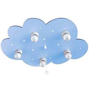 Plafoniera Wolke 5 luces azul claro