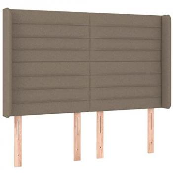 Cabecero con LED de tela gris taupe 147x16x118/128 cm