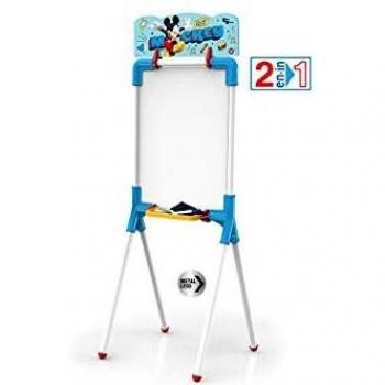 Chicos - Mickey Mouse Pizarra Junior, Reversible 2 En 1 para Rotuladores y Tizas, Incluye Rotulador, Tizas, Un Borrador y Una Plantilla de Mickey, a partir de 3 años, Azul, 37 X 32.5 X 98 cm