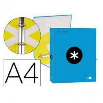 Carpeta Liderpapel Antartik A4 Forrada 4 Anillas 25 mm Turquesa