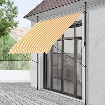 Toldo Articulado Telescópico 300 x 120 cm Amarillo y Blanco con Armazón para Terraza y Balcón