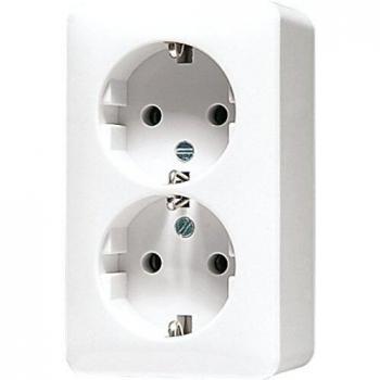 JUNG AP600 Double Socket Outlet with Grounding and Child Safety, Alpine White