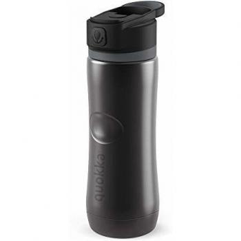 Quokka Spring - Ebony 600 ML | Botella Deportiva De Agua Acero Inoxidable - Mantiene el Frio |Botella Térmica De Doble Pared sin BPA - Boca de Silicona Anti-Goteo