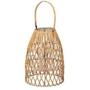 Farol de Bambu y Metal Natural 29x29x42 cm para Decoración del Hogar y Ambiente Cálido