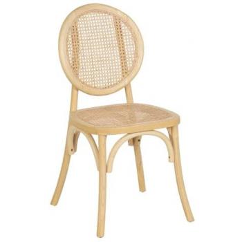 Silla medallón de rejilla natural de madera de olmo 44,5 x 41,5 x 89 cm