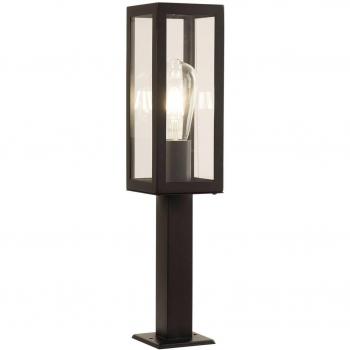 Pilona de Jardín de Aluminio Fundido Negro con Cristal Transparente para 1 bombilla, altura de 45,5 cm, IP44