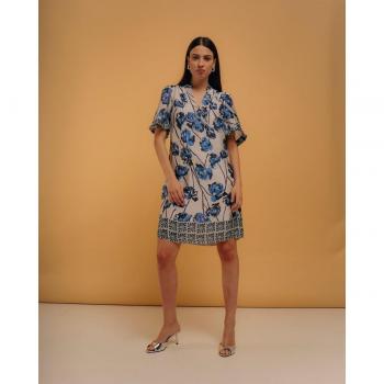 Niza - Vestido corto de manga corta con jaretas