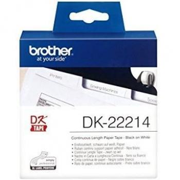 Brother DK-22214 - Rollo de Papel Térmico Continuo Blanco, 12mm x 30.48m, Compatible con Brother QL-1050, 1060, 500, 550