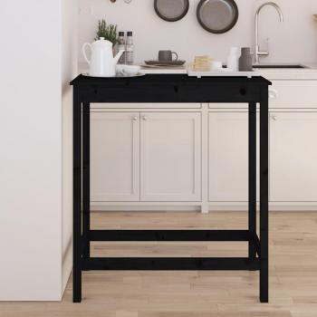 Mesa alta de bar de madera maciza de pino negro 100x50x110 cm