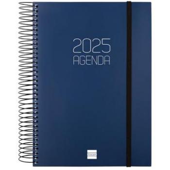 Finocam - Agenda Espiral Opaque 2025 Azul Catalán 1 Día Página Enero 2025 - Diciembre 2025 (12 meses) E10-155x212 mm