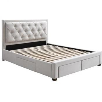Cama con cajones 180 x 200 cm - Tela de terciopelo champán + Colchón - Leopold