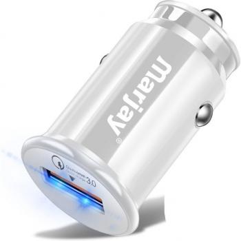Cargador de Coche Mini USB Marjay QC 3.0 para iPhone 7 X XR y Samsung A50, Adaptador de Carga Rápida de 1 Puerto