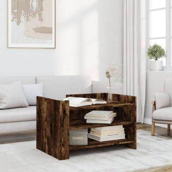 Mesa de centro de madera de ingeniería 80x50x50 cm en color Blanco, Negro y Roble Sonoma - Mesita de Salón o Comedor o Auxiliar