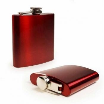 E-Volve Petaca - 6oz - acero inoxidable - rojo brillo