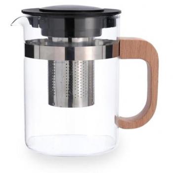 Tetera de vidrio QUID TUBIN con filtro de acero inoxidable 0,8L, transparente, liso, ligera pero resistente, reciclable, ecológica, 100% higiénica y no porosa; incluye 1 tet