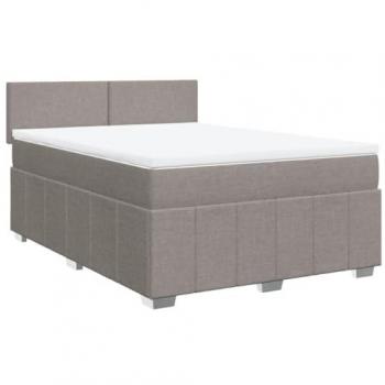 Cama box spring con colchón Tortera 140x190 cm en tela gris taupe