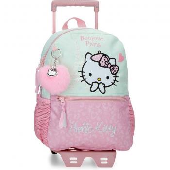 Mochila con Carro Hello Kitty Paris Turquesa 25x32x12cm
