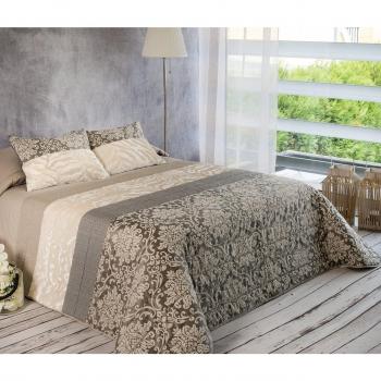 Algodón Blanco Pepe - Colcha bouti jacquard, para cama de 90 cm, 180 x 270 cm, 1 funda de cojín, 60 x 40 cm, color gris