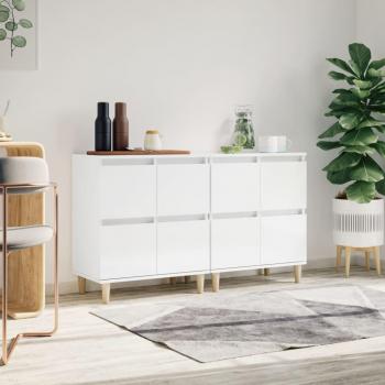 Aparadores 2 uds madera contrachapada 60x35x70 cm Mueble de Almacenaje de Salón, Buffet para salón, Armario Auxiliar, Armario de Almacenamiento en color blanco brillo