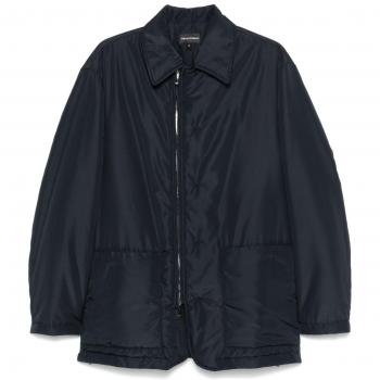Emporio Armani Men's Blue Nylon Rain Jacket - Size 46