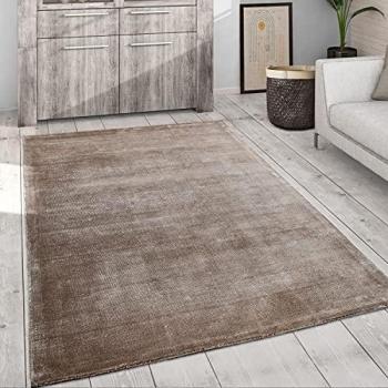 Alfombra Salón Vintage Pelo Corto Hecha a Mano Motivo Moderno Monocolor Beige, Ø 200 cm Redonda