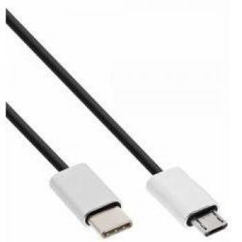 Cable USB 2.0 Micro-USB B a USB-C 1,5 m Negro Flexible