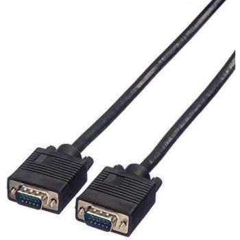 Cable VGA Roline 6m HD15 Macho - Macho, color Negro, conector de 15 pines, compatible con resolución 720p