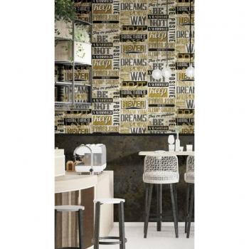 Noordwand Papel Pintado Decorativo Metálico y Gris, Negro y Marrón, Panel Mural Interior Friends&Coffee Marble Concrete