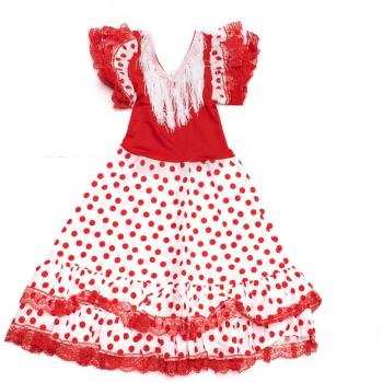 Vestido Flamenco VS-ROBL-LR8 - Elegante diseño en color rojo, talla 8, tejido de poliéster