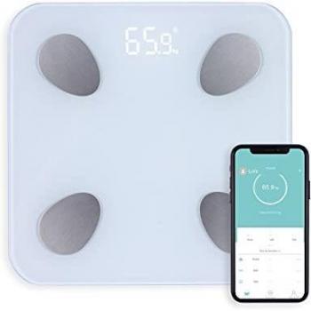 Báscula de Baño Digital Livoo DOM428 con Análisis Corporal Bluetooth en Color Blanco