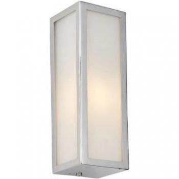 Aplique de pared Newham Acero Cromado con vidrio esmerilado, 1 bombilla, dimensiones 7.5cm, diseño contemporáneo para exteriores