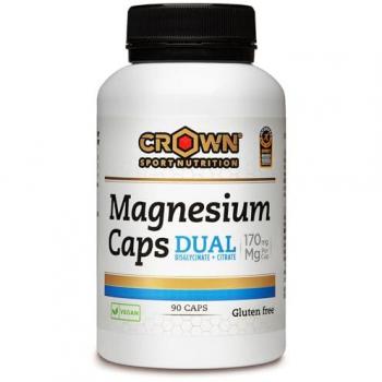 Crown Sport Nutrition Magnesium DUAL - Suplemento de Magnesio en cápsulas, 90 cápsulas, contiene Citrato de Magnesio y Bisglicinato, 170mg por cápsula, vegano, sin al