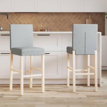 Taburetes altos 2 uds madera maciza de caucho y tela gris vidaXL