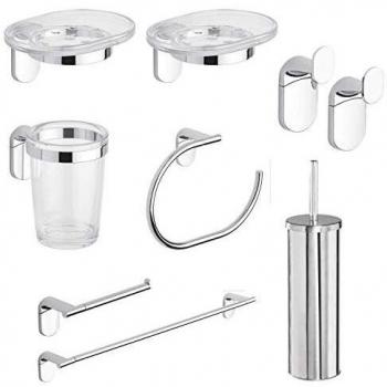 Kit de Accesorios de Baño Idralite Zero Cromo - 8 Piezas, Toallero de Acero y ABS