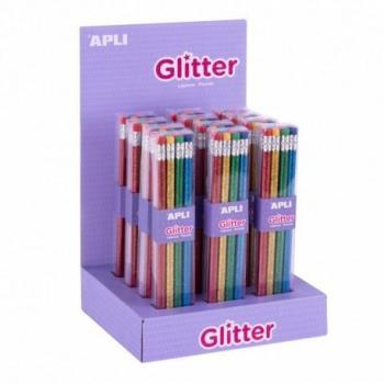 Lápices de grafito con purpurina Apli Glitter Collection
