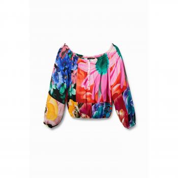 Desigual Pink Long-Sleeved Viscose Blouse - XL, Multicolor with Contrasting Details