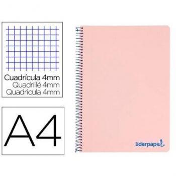Cuaderno Liderpapel A4 Wonder cuadrícula 4mm tapa polipropileno 90 gr color rosa