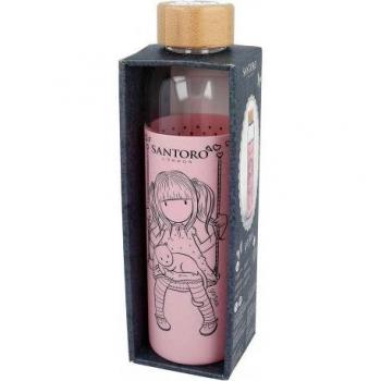 Botella de agua Gorjuss de cristal con funda de silicona 585ml