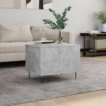 Mesa de centro de madera multicapa con acabado en hormigón gris, dimensiones 60x44,5x45 cm