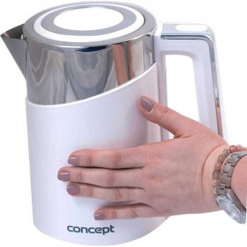 Hervidor de Agua Eléctrico Concept RK3170, 1.7 L, 2200 W, Acero Inoxidable, Blanco, Con Termorregulación y Función de Mantenimiento del Calor