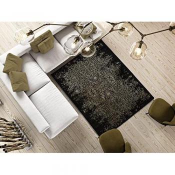 Alfombra Vintage Mosaico Negra y Dorada 120x170 cm - Estilo Moderno en Polipropileno