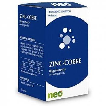 NEO | Zinc + Cobre - 50 Cápsulas | Complemento Alimenticio Vegano | Vitaminas para Mejorar el Síndrome Pre-Menstrual y Fortalecer los Huesos | Sin Alérgenos ni GMO | Tomar 1 o 2 Cápsulas al Día
