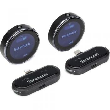 Micrófono Lavalier Inalámbrico Saramonic BlinkMe U2 con Grabación Integrada para Smartphones iPhone y Android, USB-C y Lightning, Ideal para Youtube y Vlogs