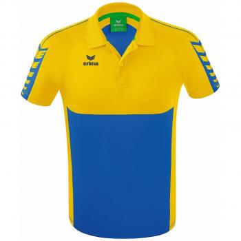Erima Polo de Manga Corta Six Wings, Camisa Polo para Hombre, Color New Royal/Amarillo, Talla M