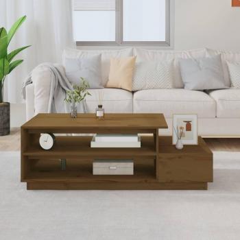 Mesa de centro ámbar 120x50x40,5 cm madera maciza de pino marrón miel